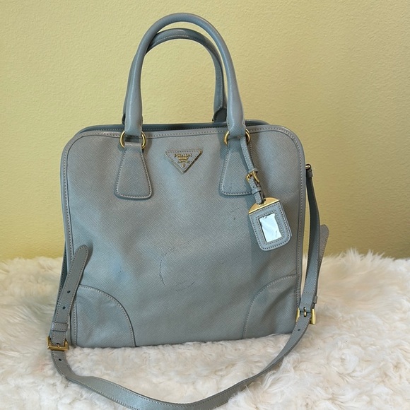 💯Authentic Prada Light Blue Safiano Leather Tote Bag🍀 - Picture 1 of 16